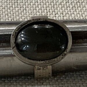 Ladies Silver Oval Gray Mood Stone Ring Size 8 Stamped S. Mood Stone